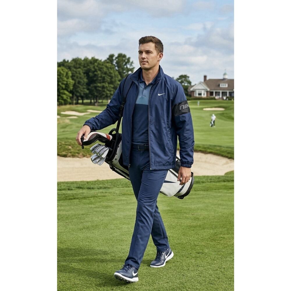 Nike Full Zip Mesh Lined Windbreaker Jacket Lightweight Breathable Golf men L